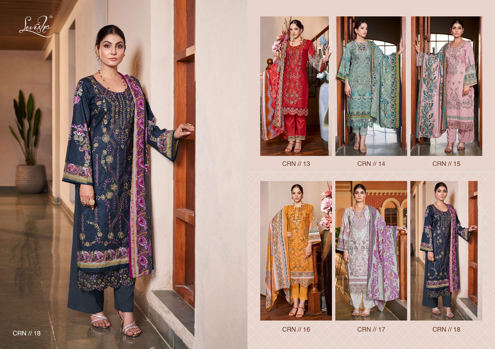 Levisha Chevron Nx Lawn Cotton Dress Material Collection
